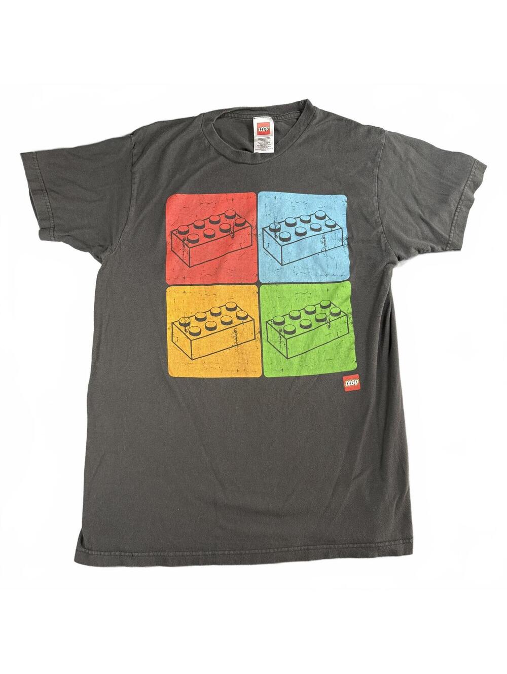 LEGO Graphic T-Shirt Medium Gray Pop Art Panel Brick Isaac Morris Vintage Style